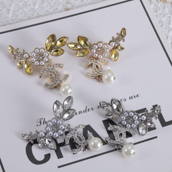 18K CC Flower Crystals Earrings - 图片 8