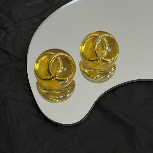 18K Vintage CC Yellow Crystal Earrings - 图片 2