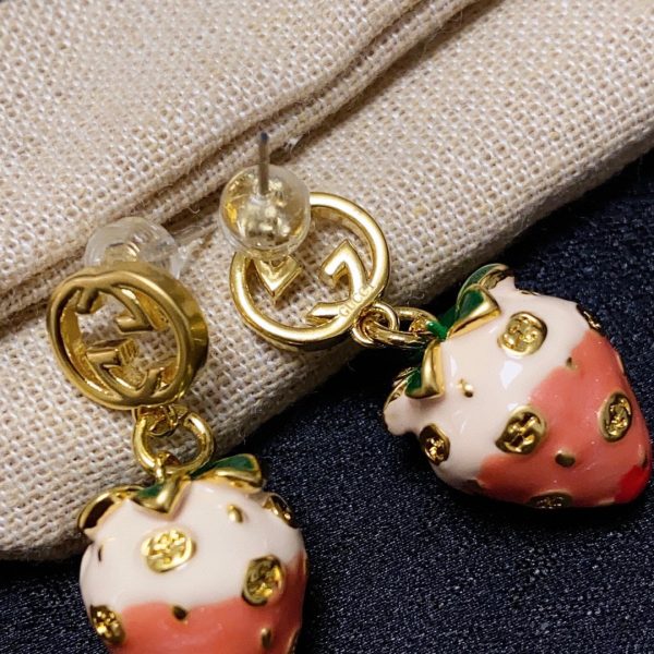 18K Double G Strawberry Earrings - 图片 3