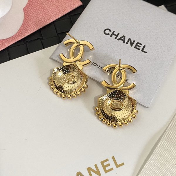 18K CC Shell Pendant Earrings - 图片 6