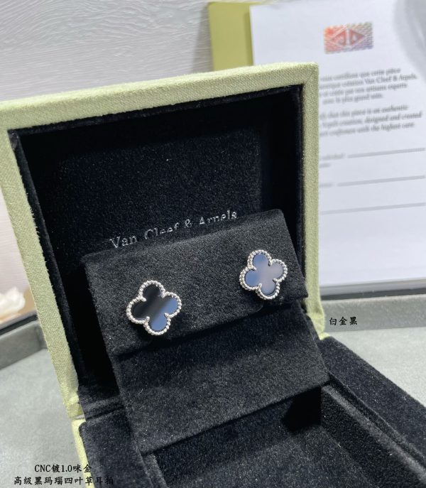18k Vintage Alhambra Black Earrings - 图片 6