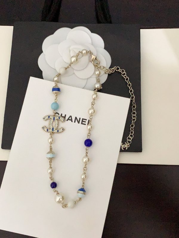 18K CC Blue & White Pearls Necklace - 图片 4