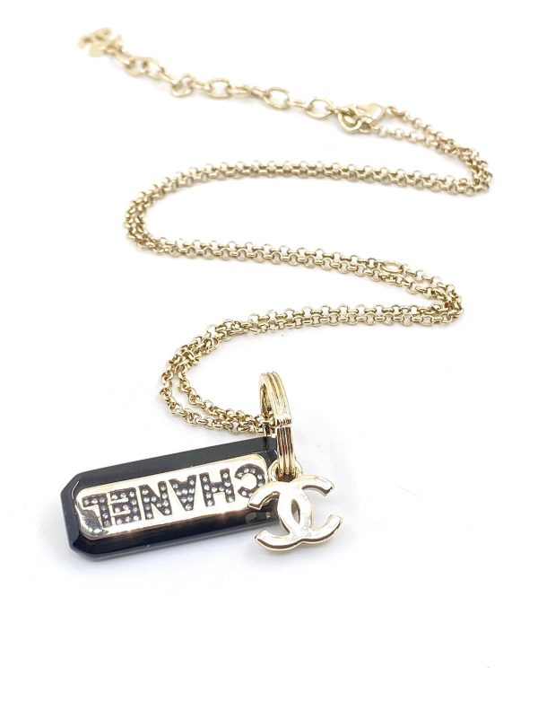 18K CC Black Plate Chain Necklace - Image 5