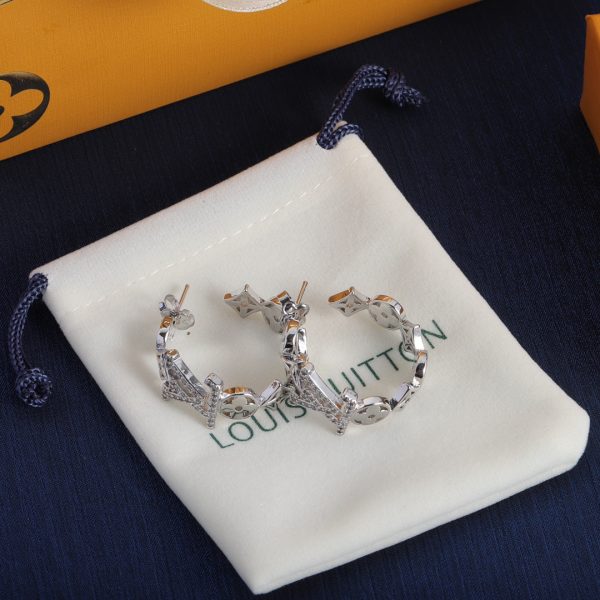 18K Louis Script Diamonds Earrings - 图片 5
