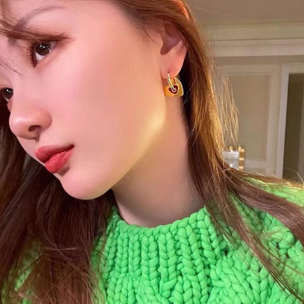 18K Triomphe Red Heart Earrings - 图片 8