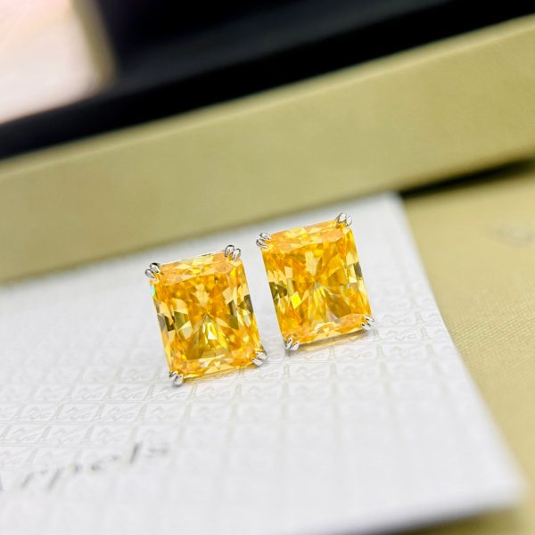18K T Yellow Crystal Earrings - 图片 3