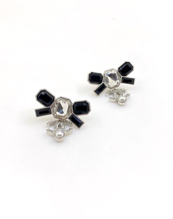 18K CC Bow Tie Crystals Earrings - 图片 6