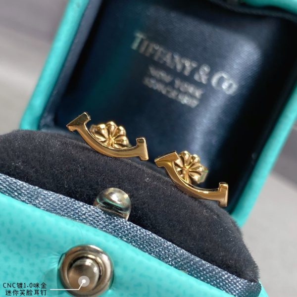 18K T Smile Yellow Gold Earrings - 图片 4