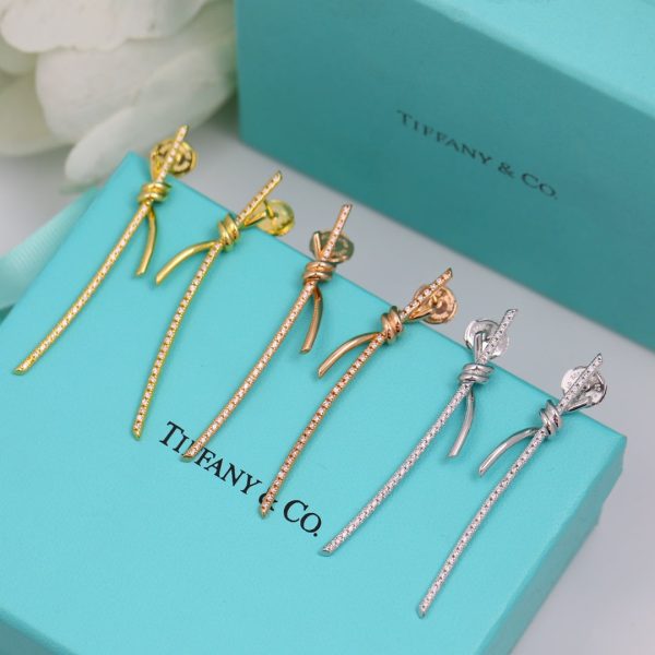 18K T Knot Drop Diamonds Earrings - 图片 6