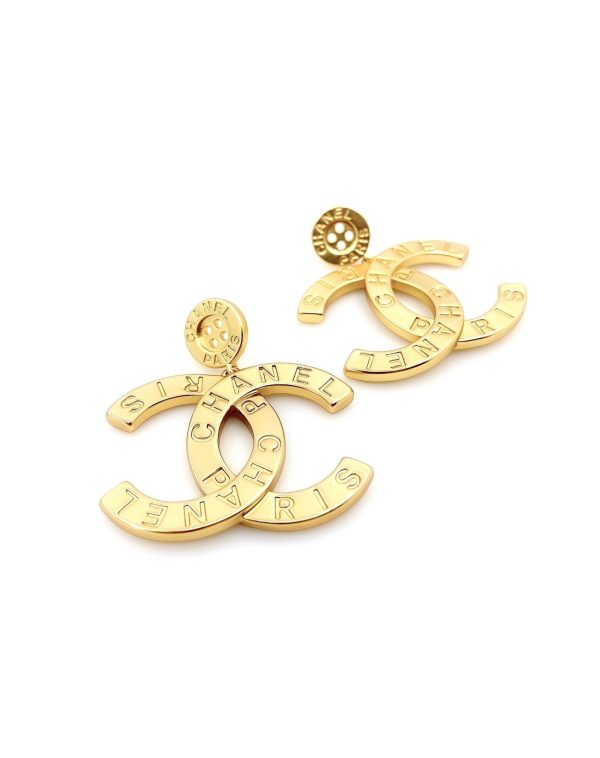 18K CC Drop Pendant Earrings - 图片 5
