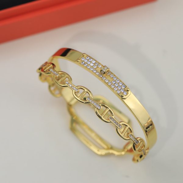 18K Kelly Double Tour Diamond H Bracelet - 图片 5