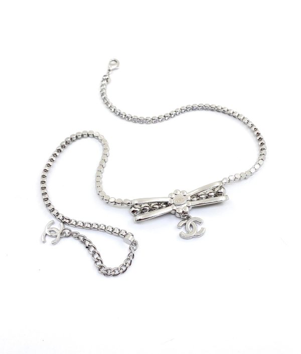 18K CC Diamonds Bow Tie Necklace - Image 5