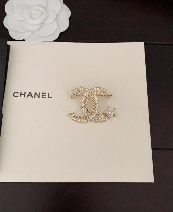 18K CC Star Crtystal Brooch - 图片 4