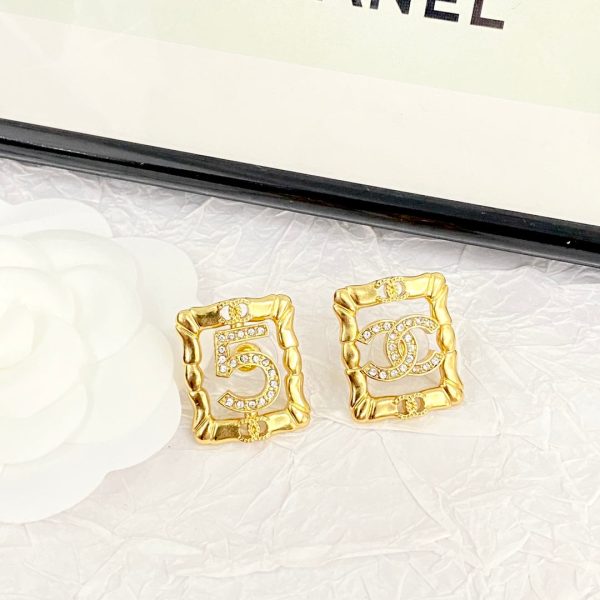 18K CC No.5 Square Diamond Earrings - 图片 6