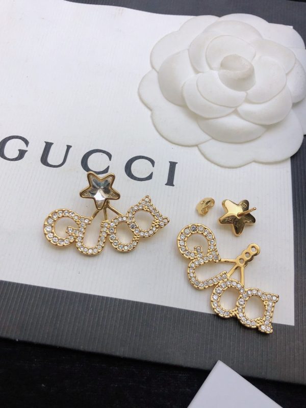 18K Double G Script Star Earrings - 图片 9