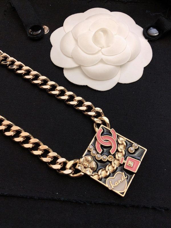 18K CC Pink Logo Chain Necklace - 图片 5