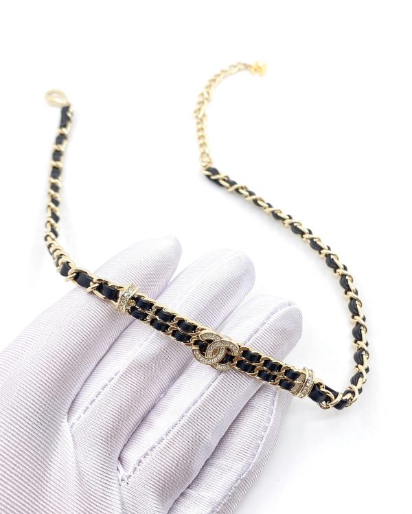 18K CC Leather Choker Necklace - 图片 5