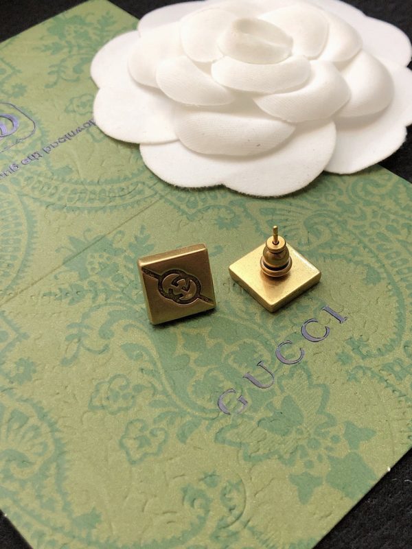 18K Double G Cube Earrings - 图片 5