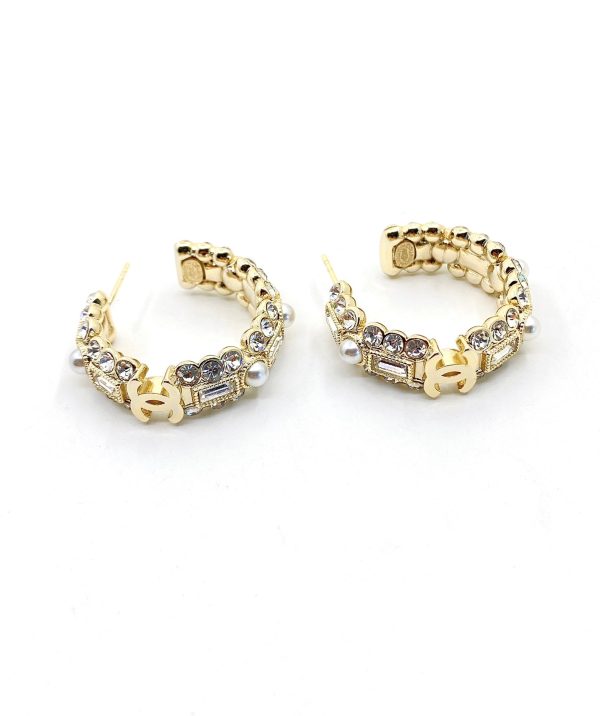 18K CC Crystals Circle Earrings - 图片 5