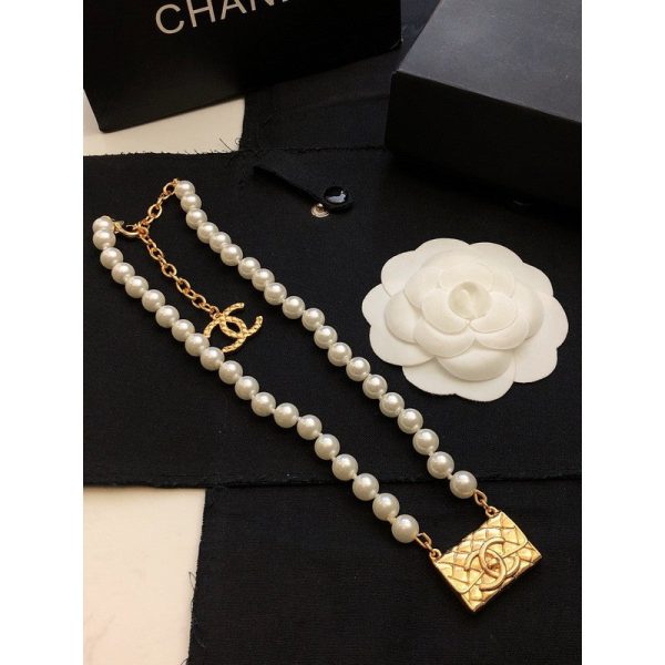 18K CC Pearl Bag Pendant Necklace - 图片 6