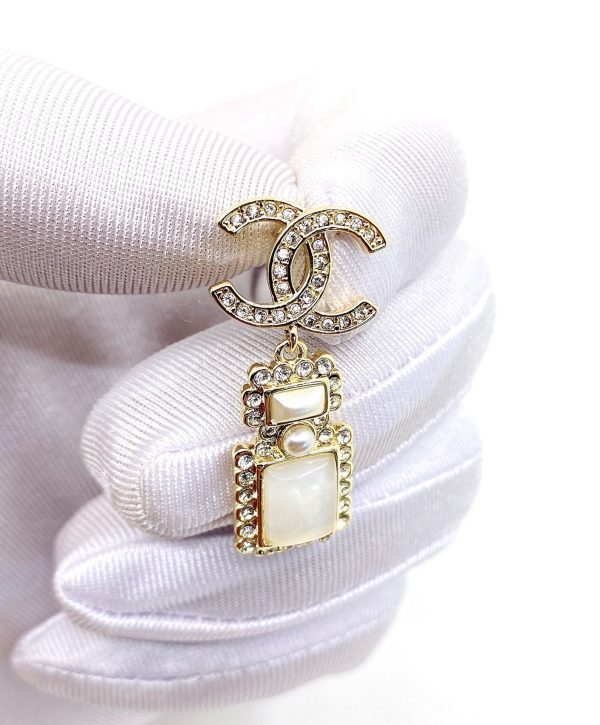 18K CC Perfume Bottle Earrings - 图片 5