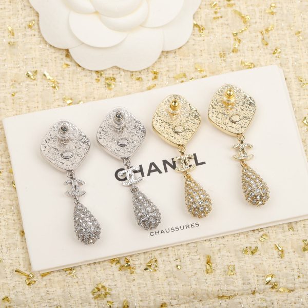 18K CC Cross Rhombus Earrings - 图片 5