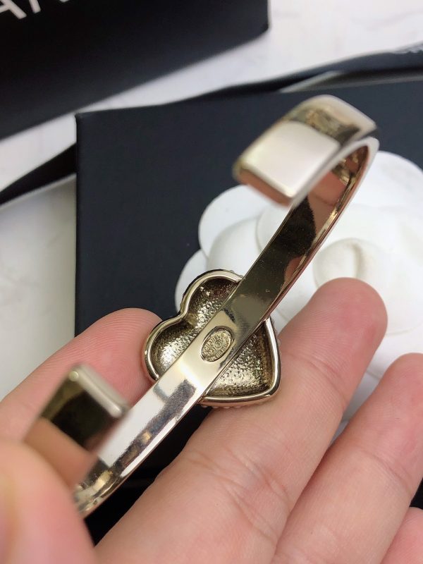 18K CC Heart Cuff Bracelet - Image 5