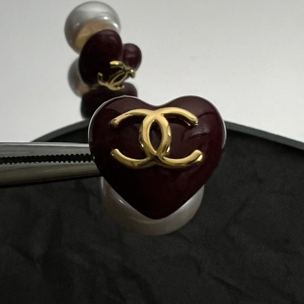 18K CC Red Heart Earrings - 图片 5