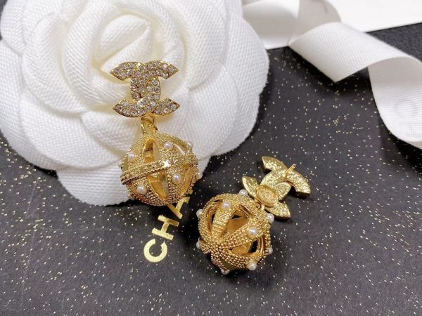 18K CC Ball Drop Earrings - Image 5