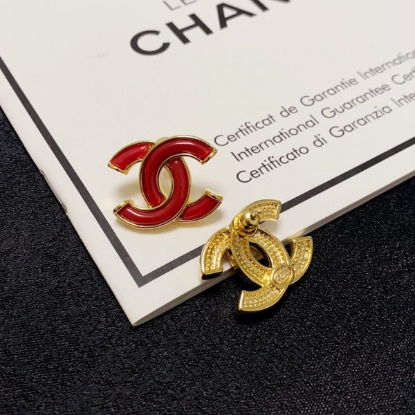 18K CC Red Resin Earrings - 图片 4