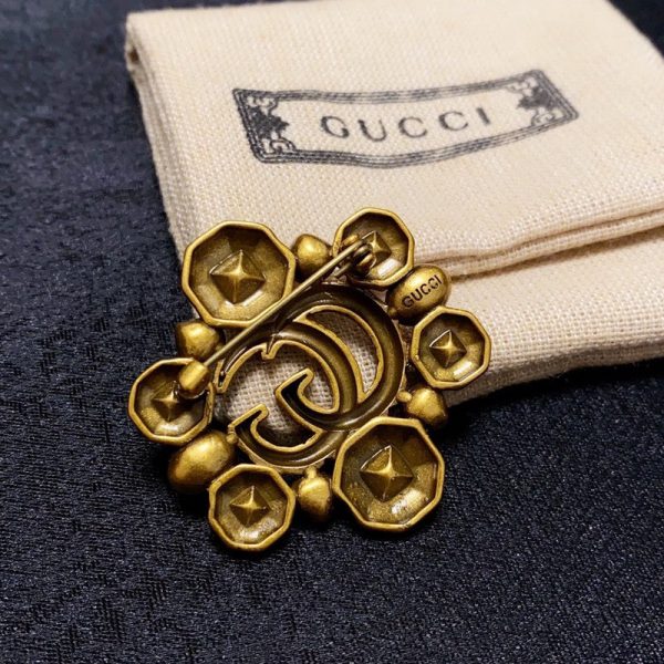 18K Double G Flower Crystal Brooch - Image 6