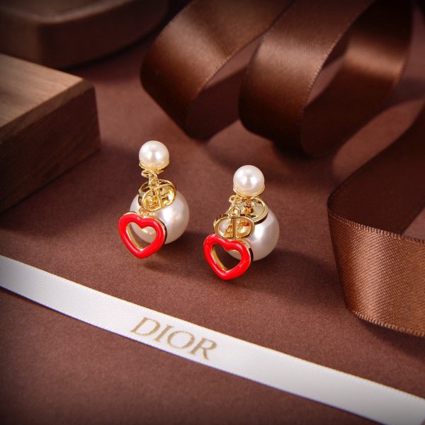 18K CD Heart Valentine Earrings - 图片 3