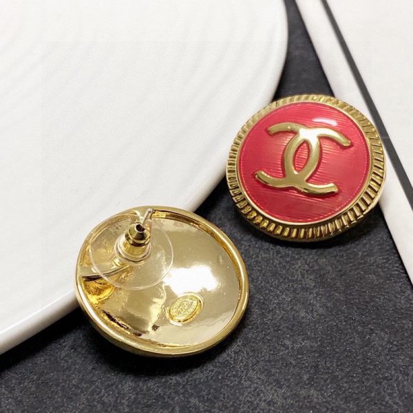 18K CC Pink Round Earrings - 图片 5