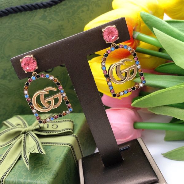 18K Double G Color Crystals Earrings - 图片 5