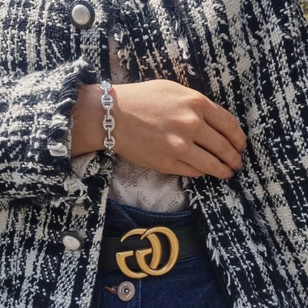 18K Chaine Open Cuff H Bracelet - 图片 6