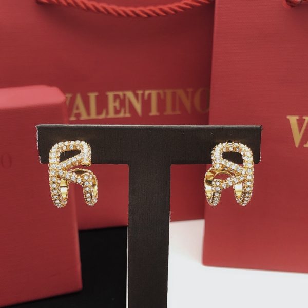 18K Vlogo Diamonds Open Earrings - 图片 2