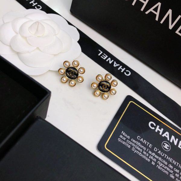 18K CC Flower Pearls Earrings - 图片 3