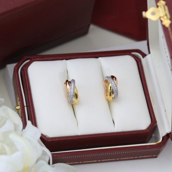 18K Trinity Diamond Earrings - Image 8