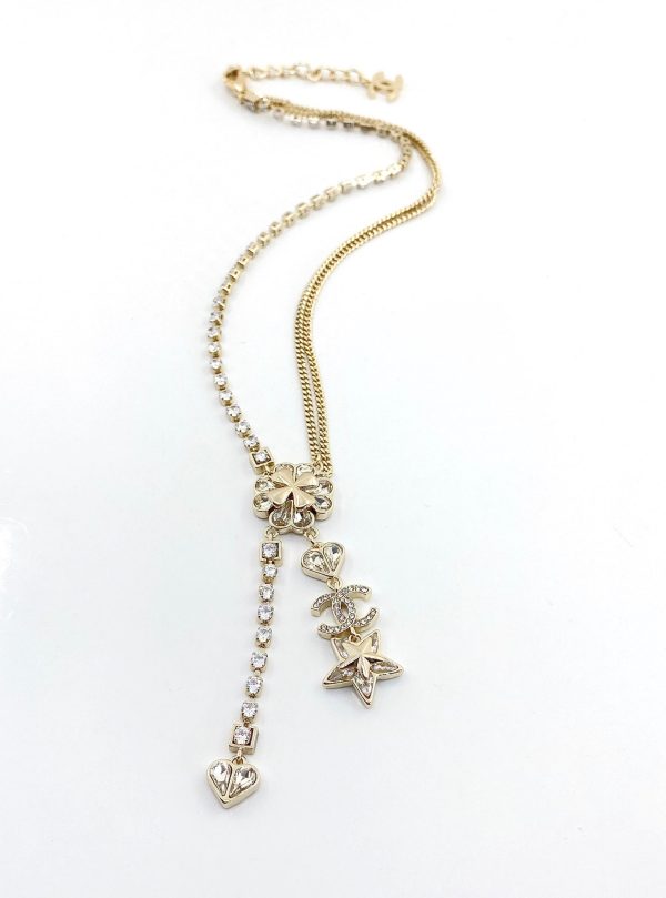 18K CC Heart Crystals Chain Necklace - 图片 6