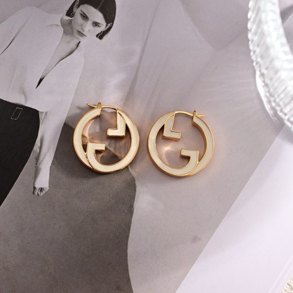 18K Double G Pink Hollow Earrings - 图片 4