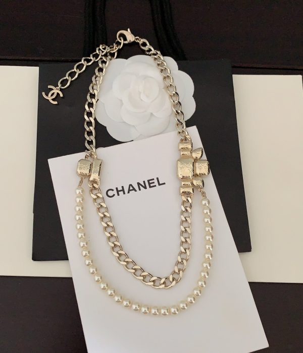 18K CC Pearls Crystals Necklace - 图片 5