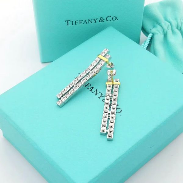 18K T Edge Drop Earrings - 图片 5