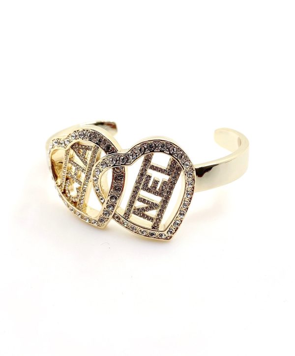 18K CC Crystals Heart Cuff Bracelet - Image 6