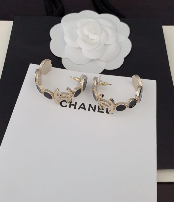 18K CC Black Crystals Earrings - 图片 5