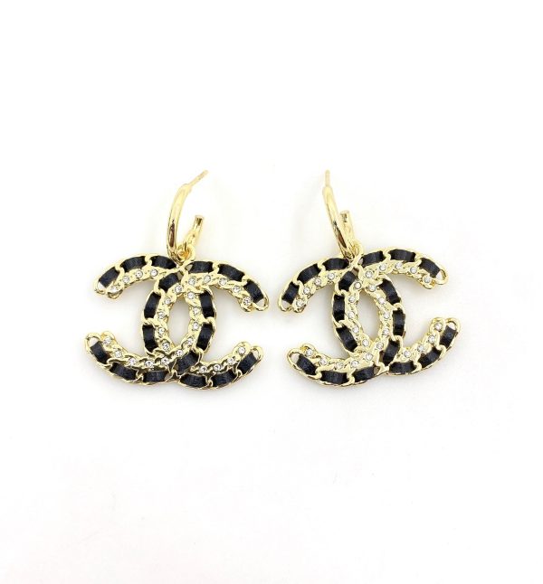 18K CC Pendant Leather Earrings - 图片 5