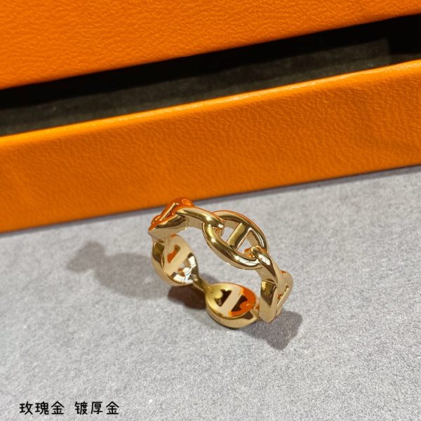 18K Chaine D'Ancre Enchainee H Ring - 图片 7