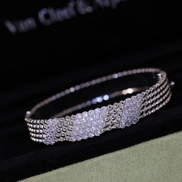 18K Perlée 5 Rows Diamond Bracelet - 图片 9