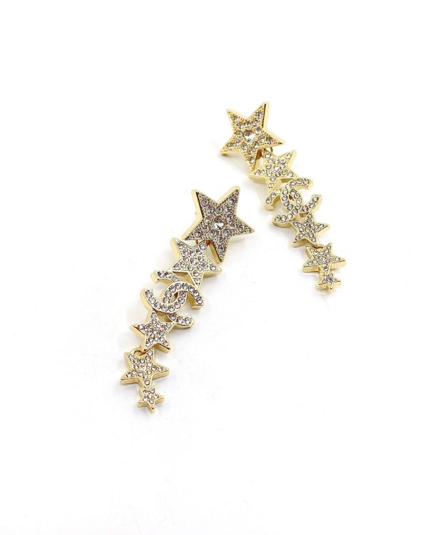 18K CC Star Diamonds Pendant Earrings - 图片 5