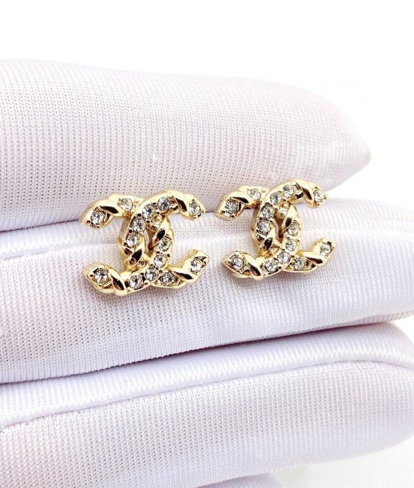 18K CC Full Crystals Earrings - 图片 5