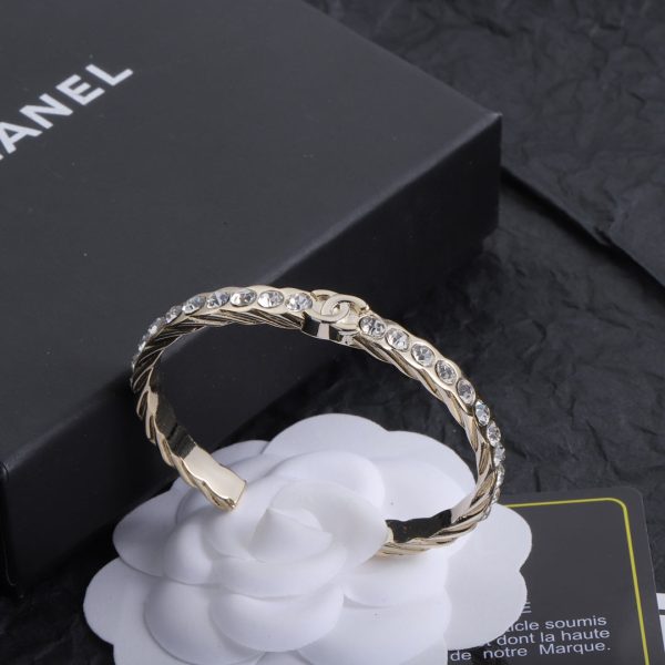 18K CC Open Cuff Crystals Bracelet - Image 5